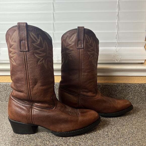 Dingo Men's Brown Western Cowboy Boots Size 9.5 EW Embossed Leather Pointed Toes - Picture 3 of 10